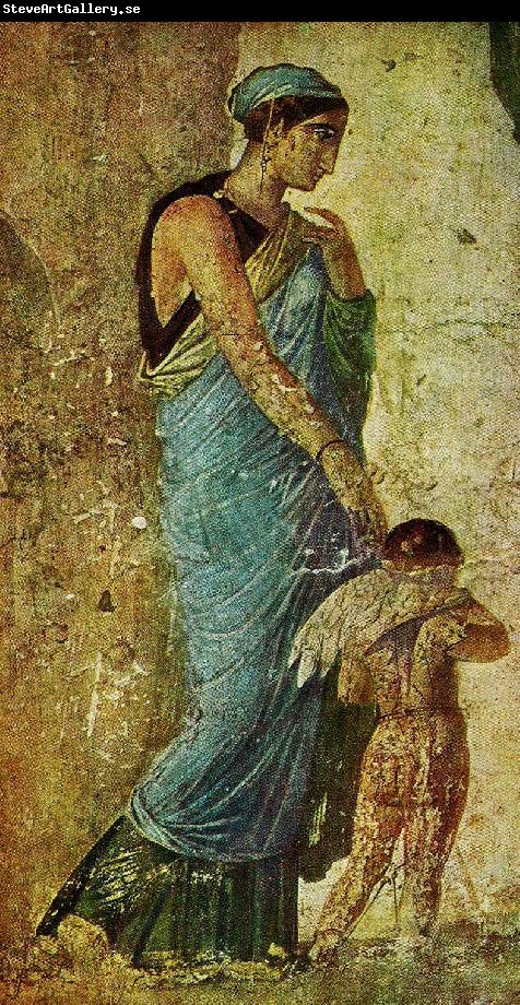 unknow artist romersk vaggmalning me3d kvinna i grekisk drakt